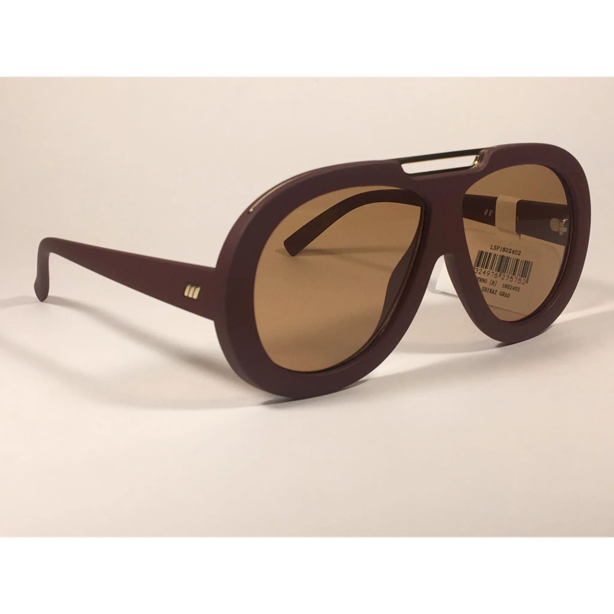 Le Specs LSP1802402 Inferno Large Aviator Pilot Sunglasses Dark Red Wine Shiraz Brown Lens