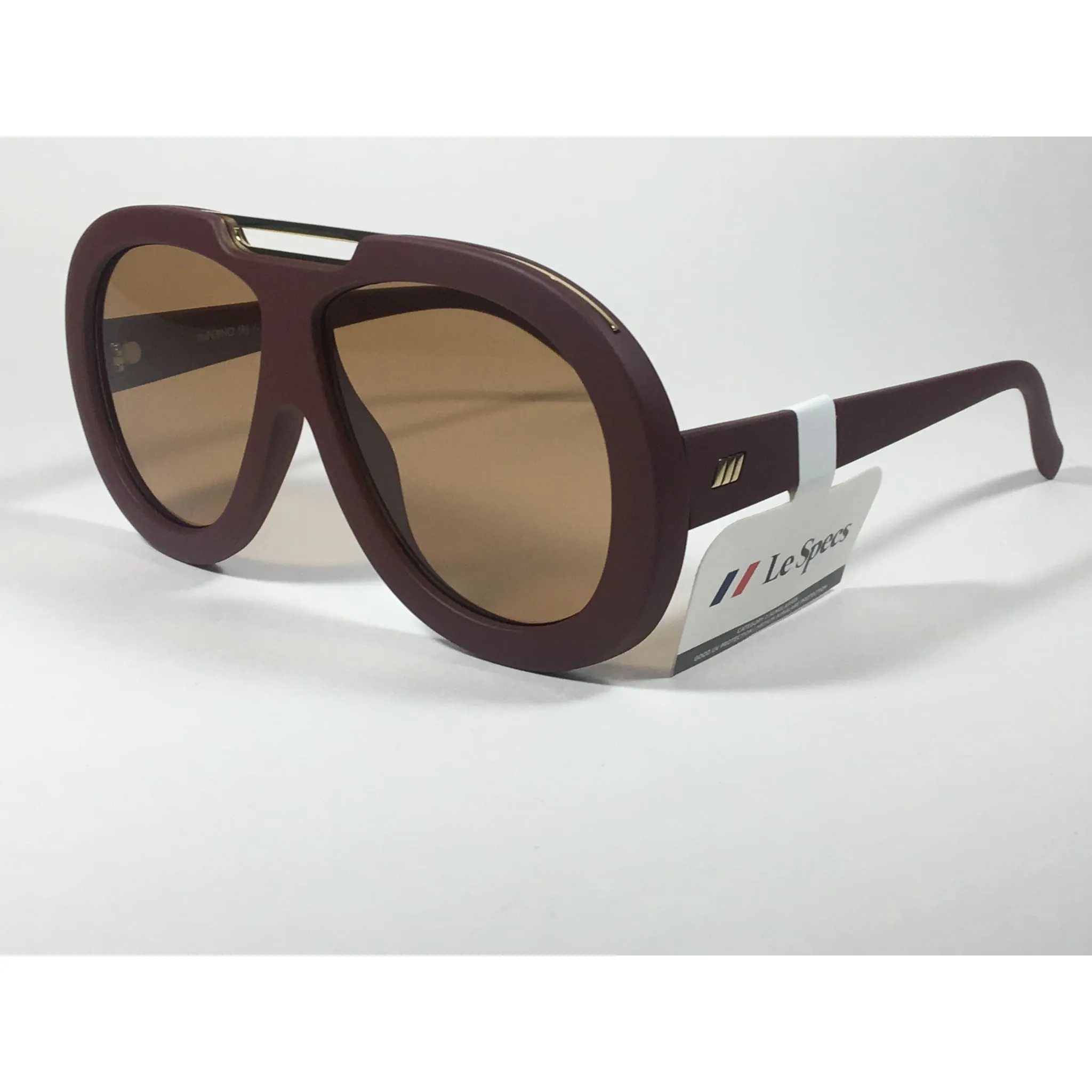 Le Specs LSP1802402 Inferno Large Aviator Pilot Sunglasses Dark Red Wine Shiraz Brown Lens