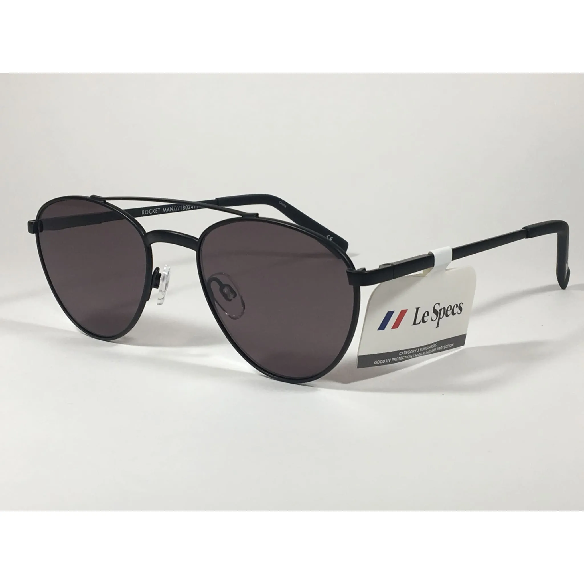 Le Specs Rocket Man Small Aviator Pilot Sunglasses Matte Black Frame Gray Lens LSP1802417