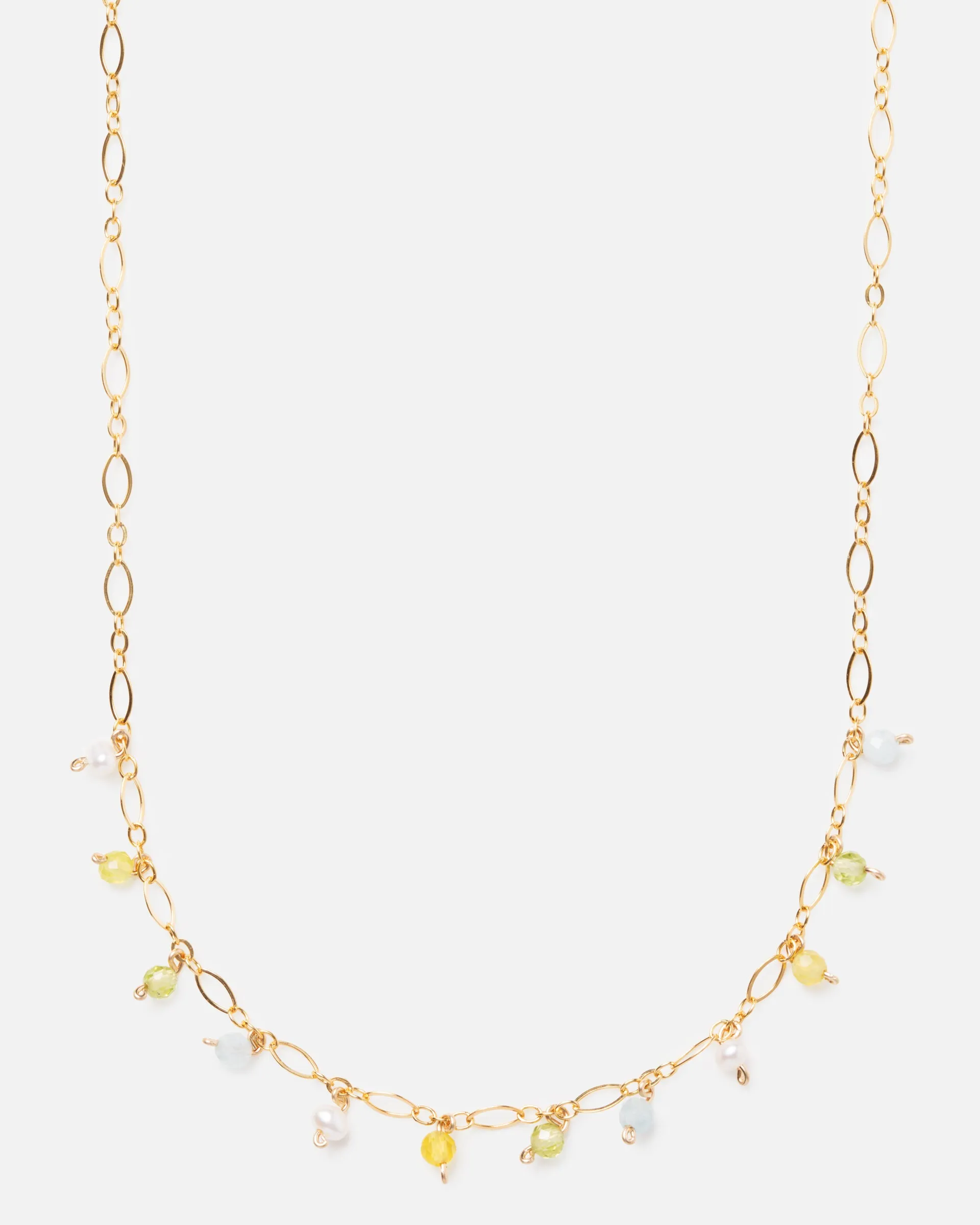 LEAH'S MULTI-GEM OLIVIA 14K GOLD FILLED FANCY CHAIN NECKLACE