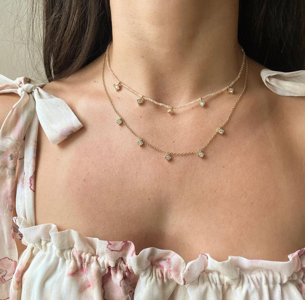Lex Five Diamond Motif Necklace