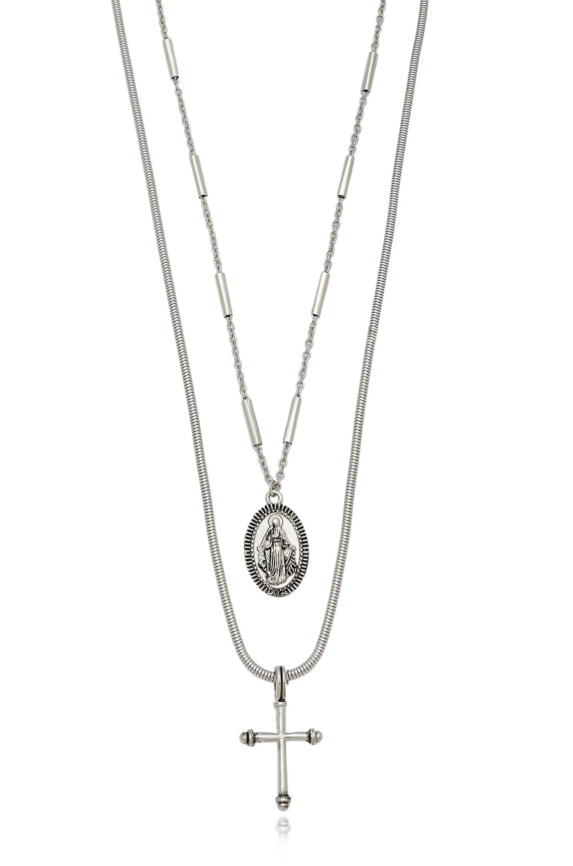 Like a Prayer Layered Cross and Coin Necklace