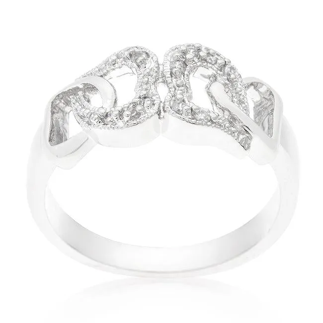 Linked Cubic Zirconia Hearts Ring