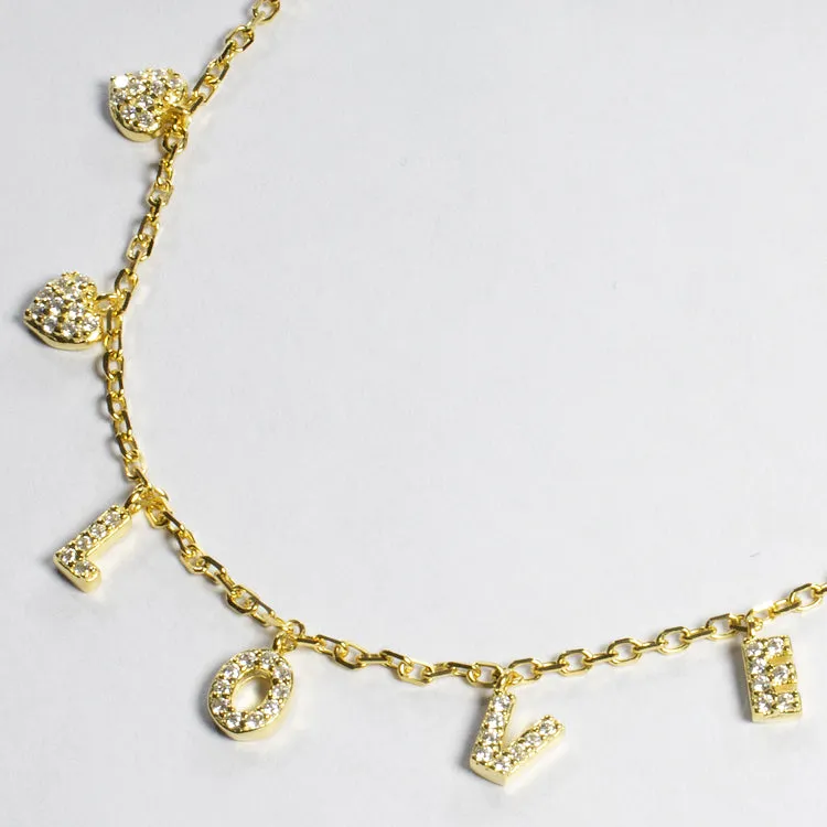 Love CZ Drop Choker - Gold
