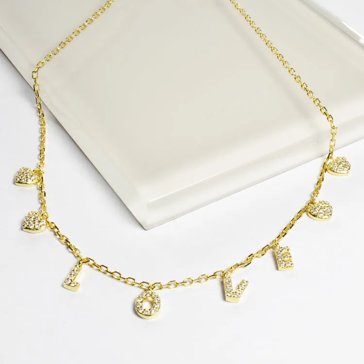 Love CZ Drop Choker - Gold
