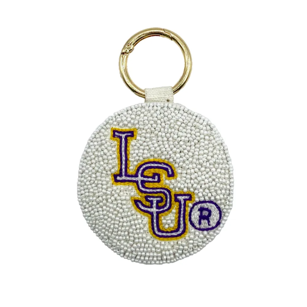 LSU TIGERS LOUISIANA STATE UNIVERSITY BEADED KEY CHAIN