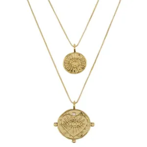 Luv Aj Evil Eye Double Coin Necklace