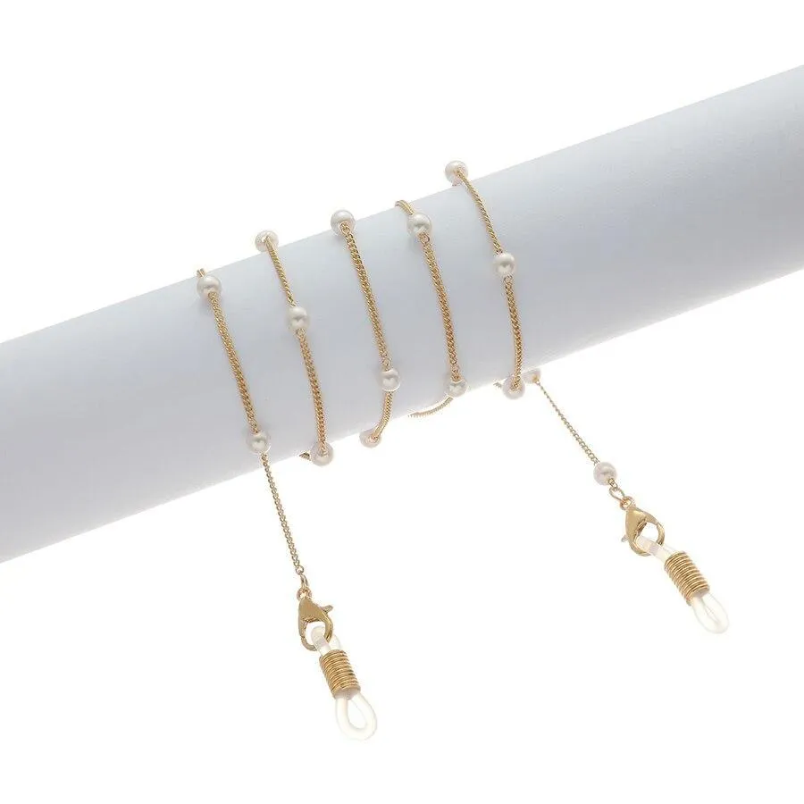 Luxury Reading Glasses Chain For Women Metal Sunglasses Casual Pearl Beaded Eyeglass Chain for Glasses