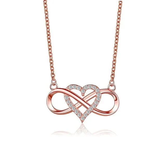 Luxury Sapphire Pendant Necklace For Women Rose Gold Wedding Jewelry