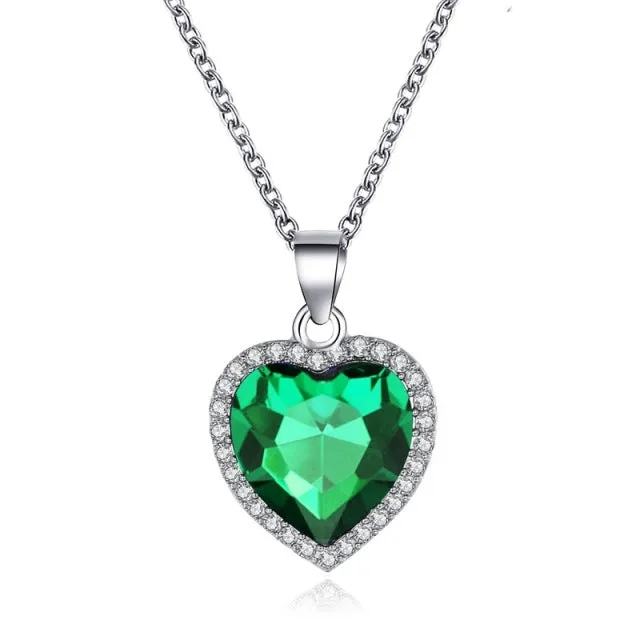 Luxury Sapphire Pendant Necklace For Women Rose Gold Wedding Jewelry