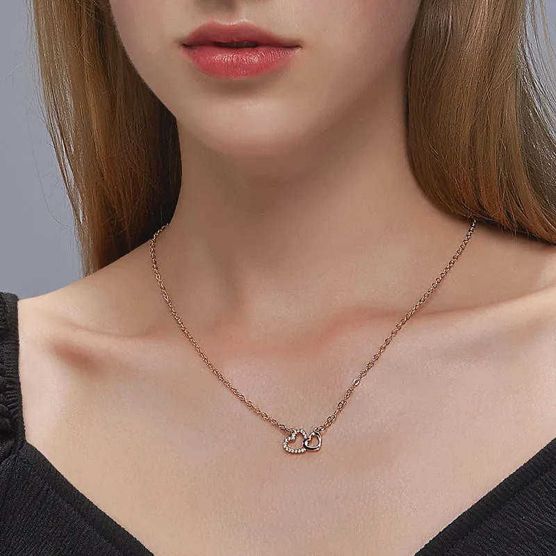 Luxury Sapphire Pendant Necklace For Women Rose Gold Wedding Jewelry