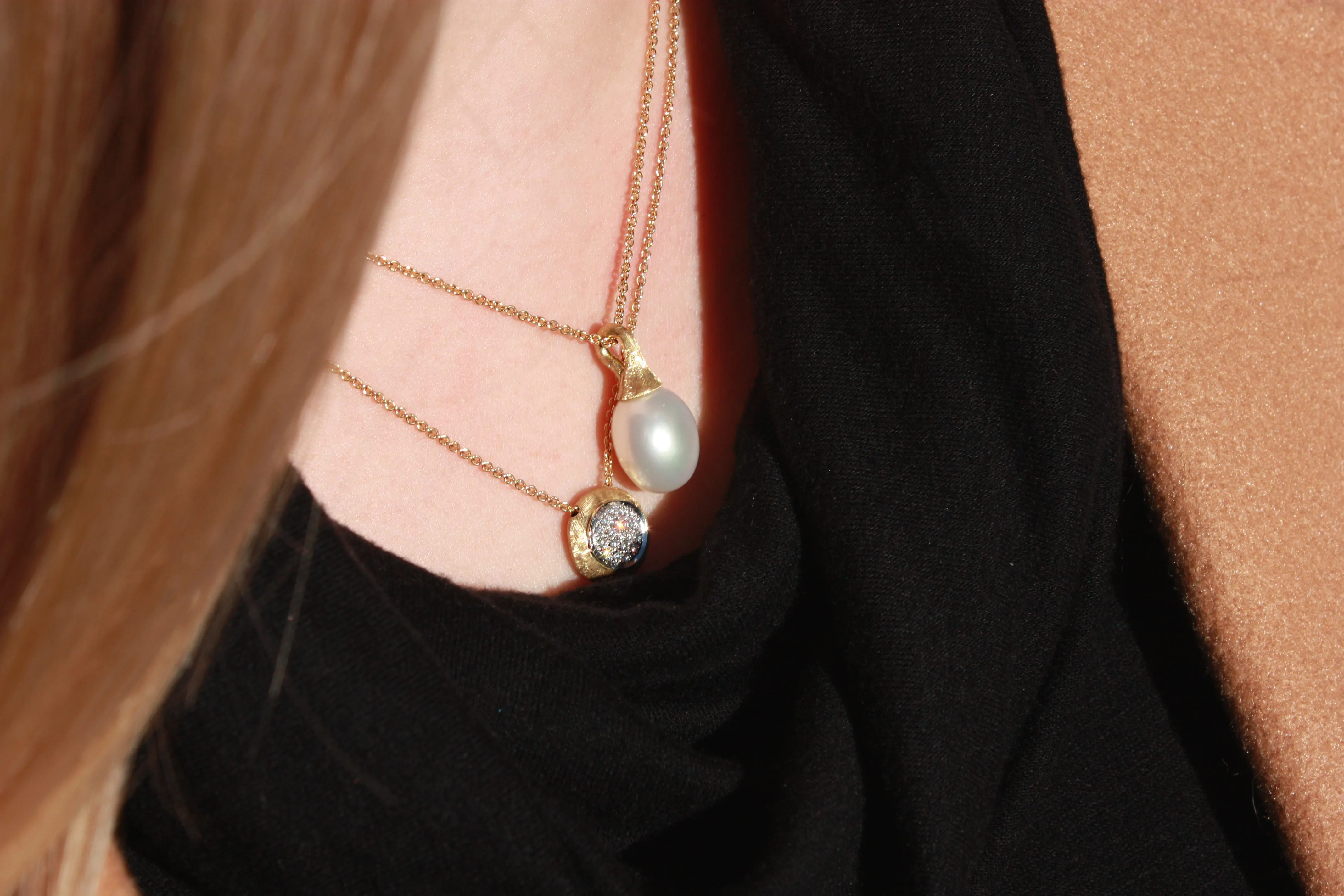 Marco Bicego Africa 18K Yellow Gold Pearl Boule Pendant Necklace