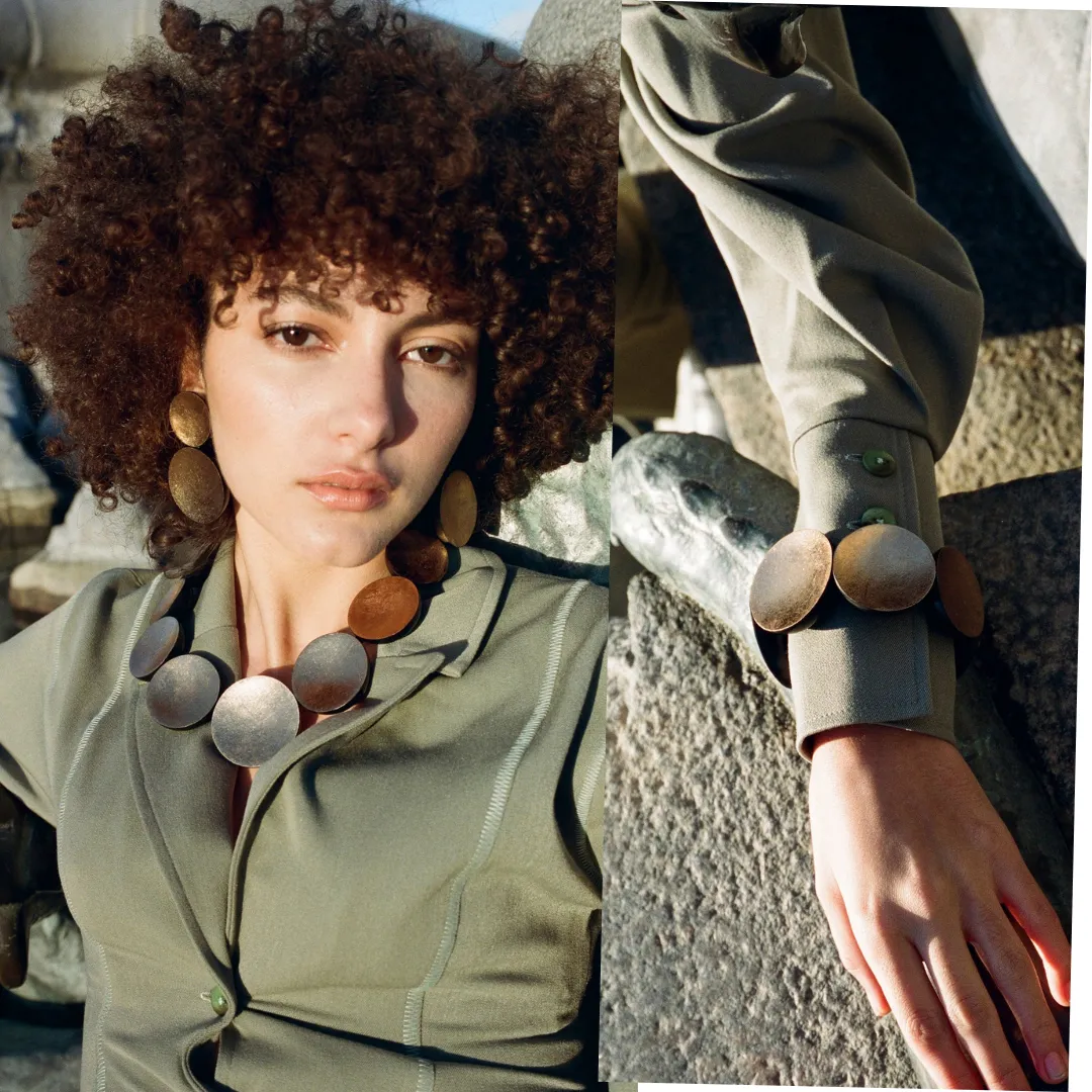 Marigold Monies Kamagong Gold Foil & Leather Necklace