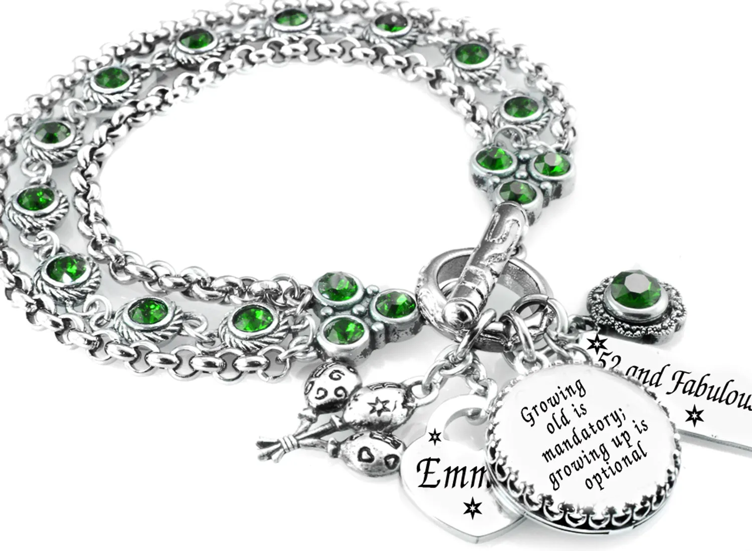 May Birthstone Bracelet in stainless steel