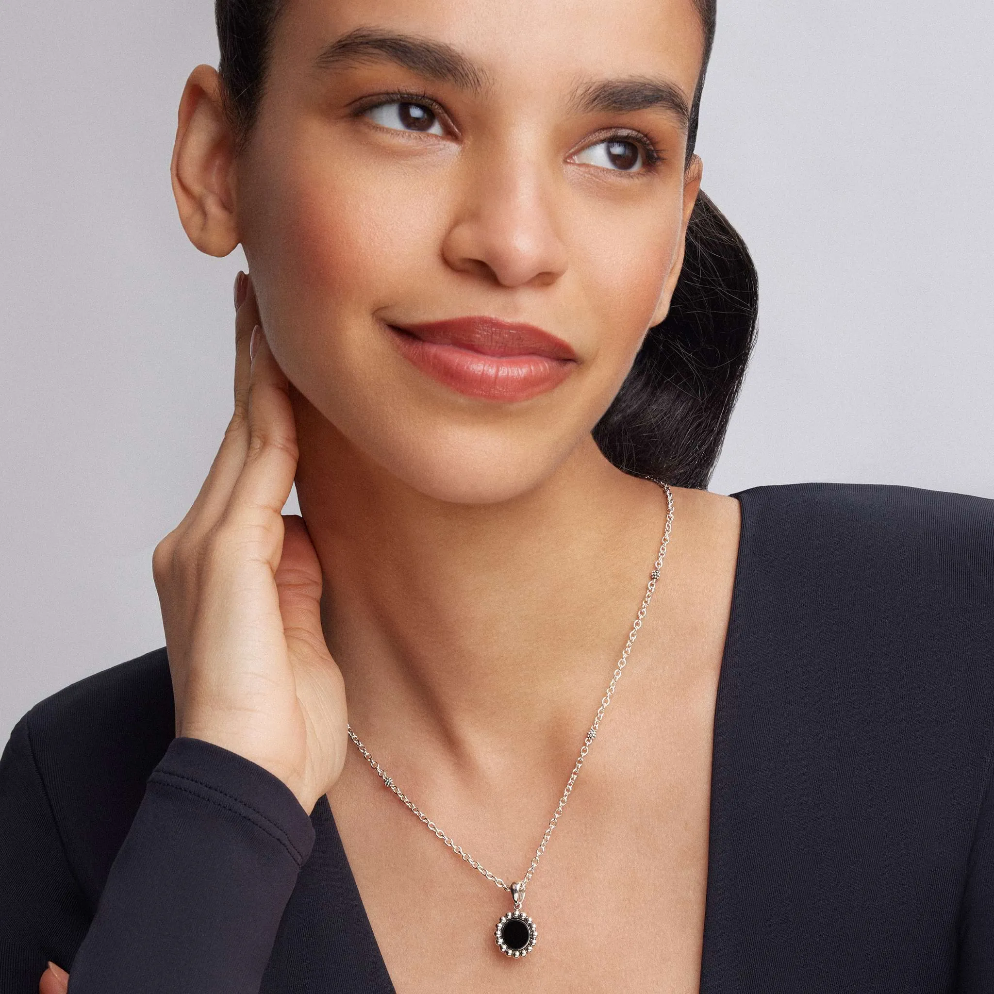Maya Small Onyx Circle Pendant Necklace