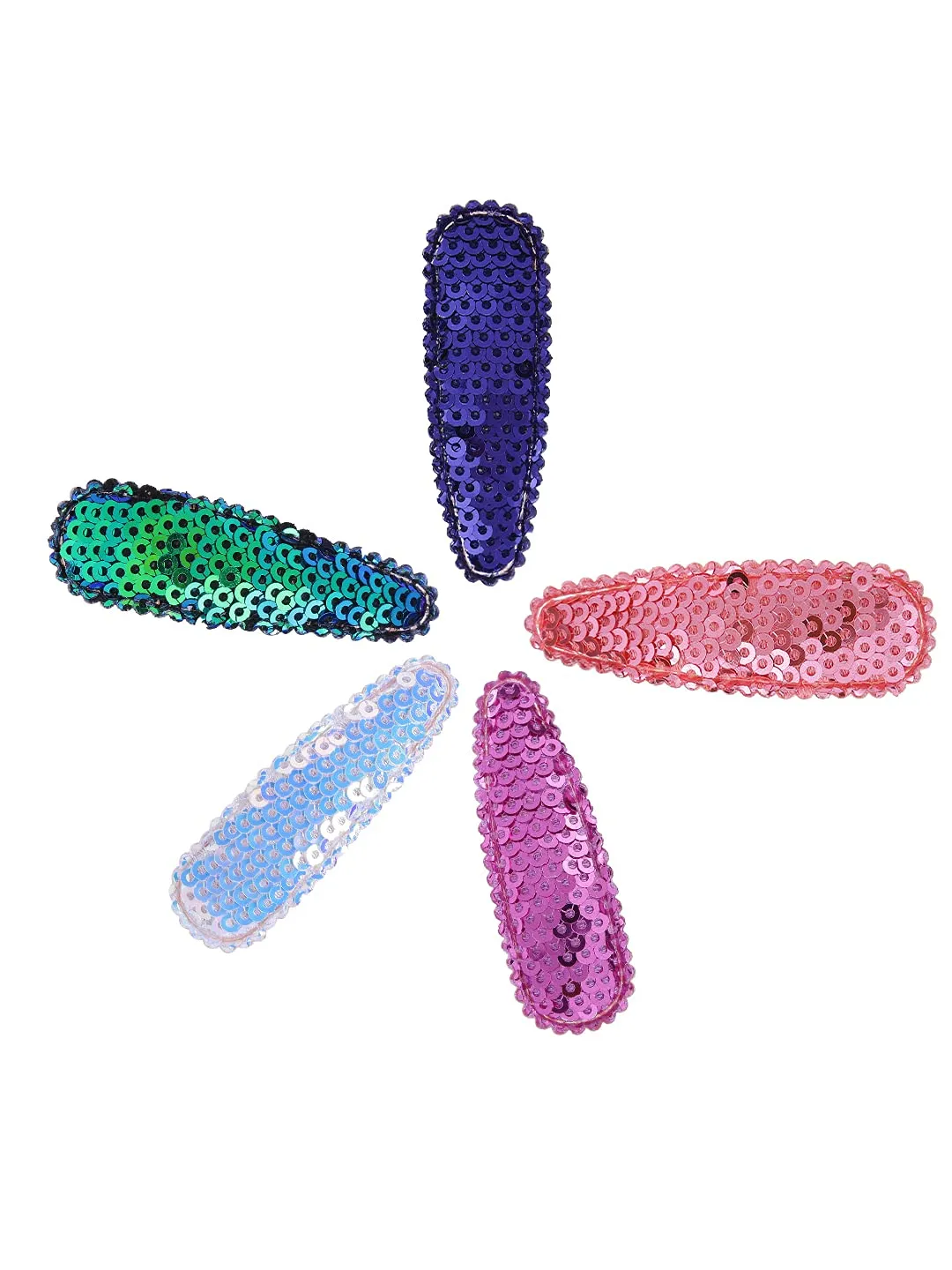 Melbees by Yellow Chimes Combo of Sequins Fashion Bow Hair Clips and 5 Pairs of Snap Hair Clips for Girls Kids Hair Accessories (Pack of 15), Multi-Color, Medium