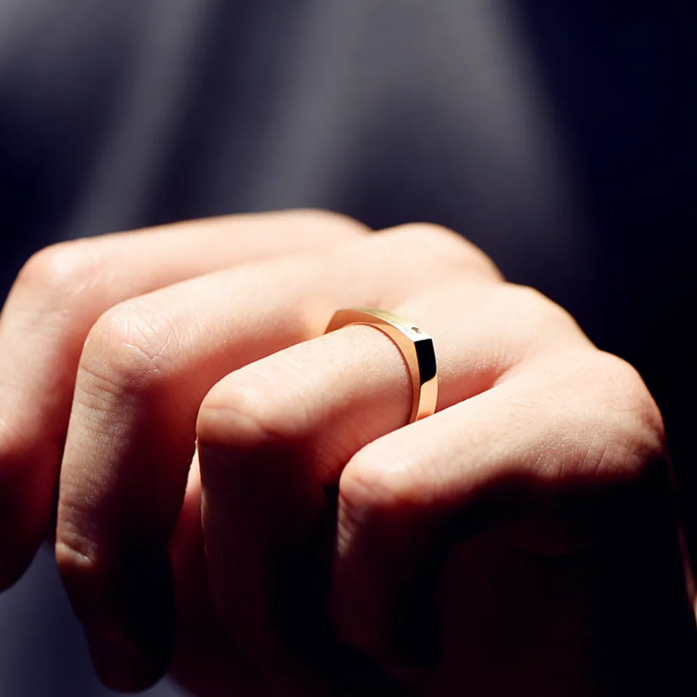 Men's Diamond Bar Signet Ring