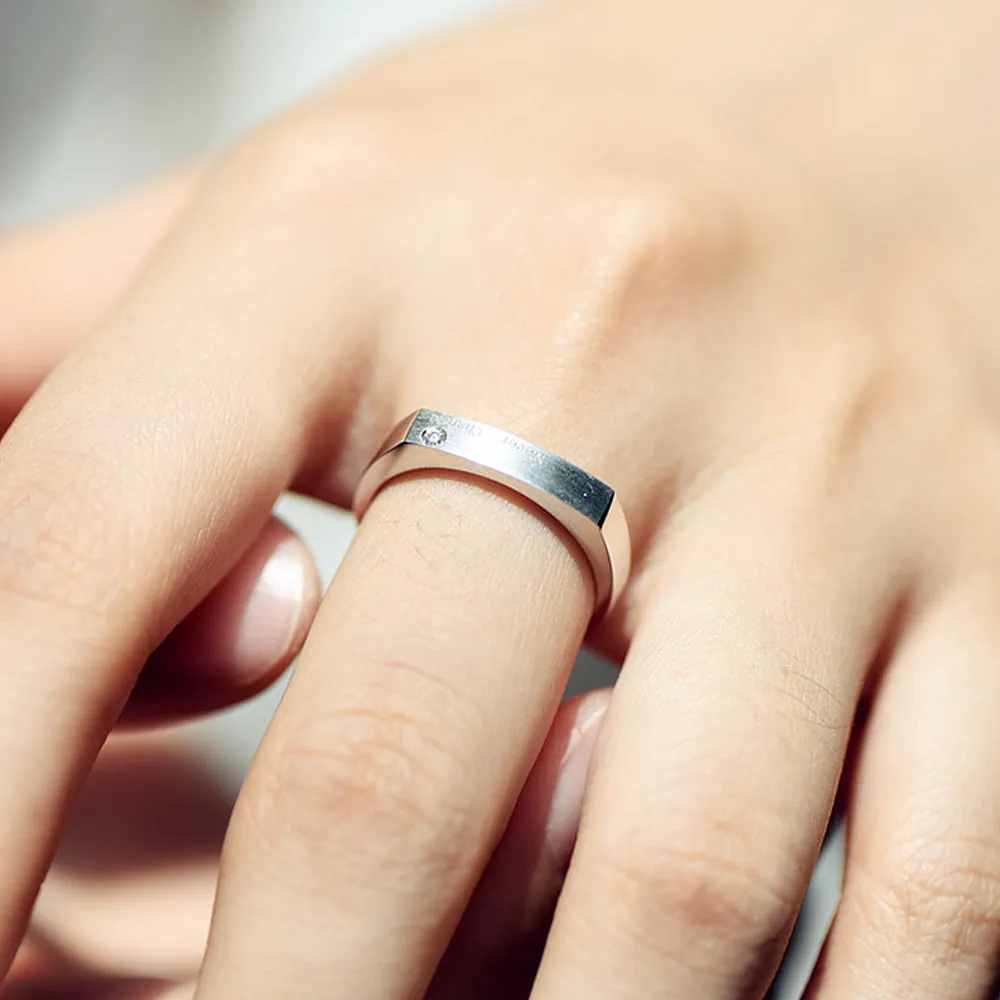 Men's Diamond Bar Signet Ring