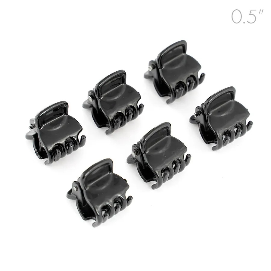 Mens Mini Black Plastic Clamps for Men Long Hair - Set of 6