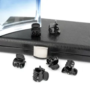 Mens Mini Black Plastic Clamps for Men Long Hair - Set of 6