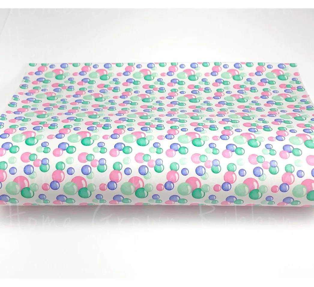 Mermaids Coordinate Pink & Green Bubbles Faux Leather Sheets USDR