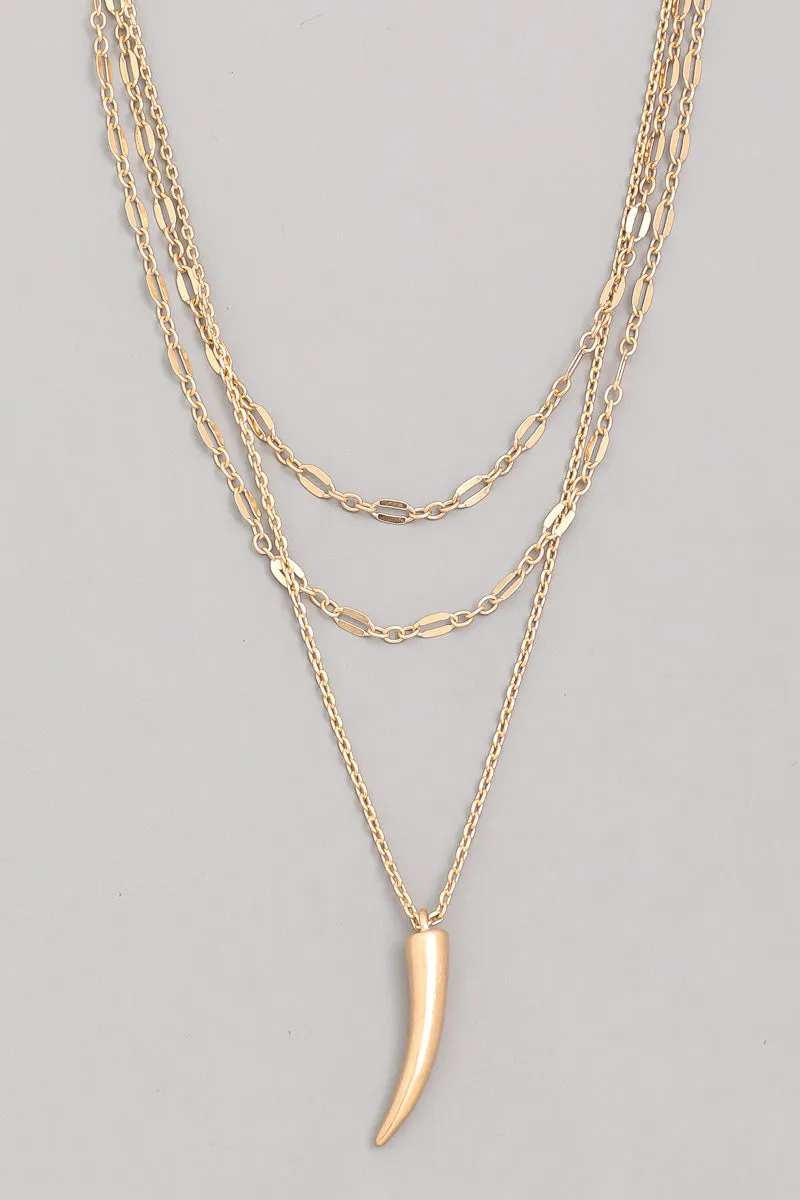 Metal Horn Charm Necklace