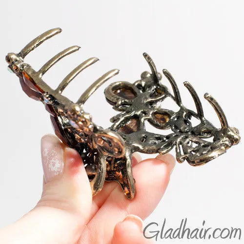 Metal Two Butterflies Style Hair Claw with Crystals