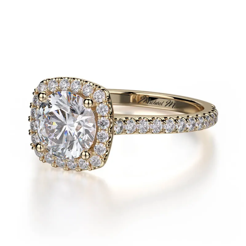 Michael M EUROPA Cushion Halo Diamond Engagement Ring R539S-1