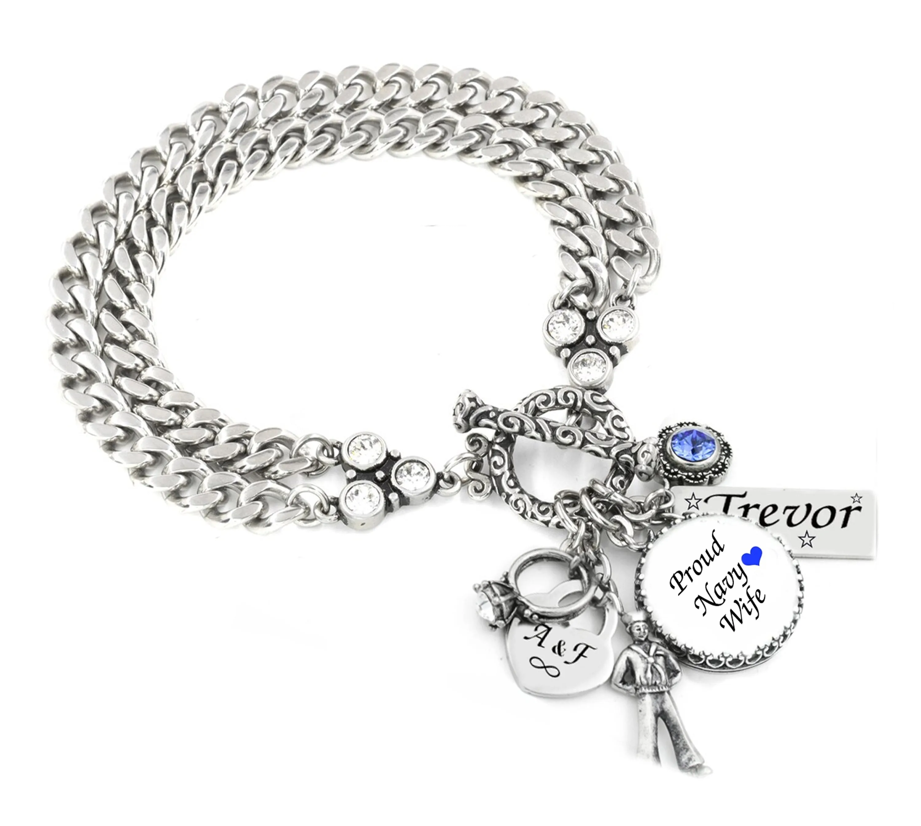 Military Navy Wife Charm Bracelet