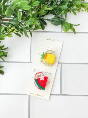 Mini Acrylic Hair Clip Set - Watermelon