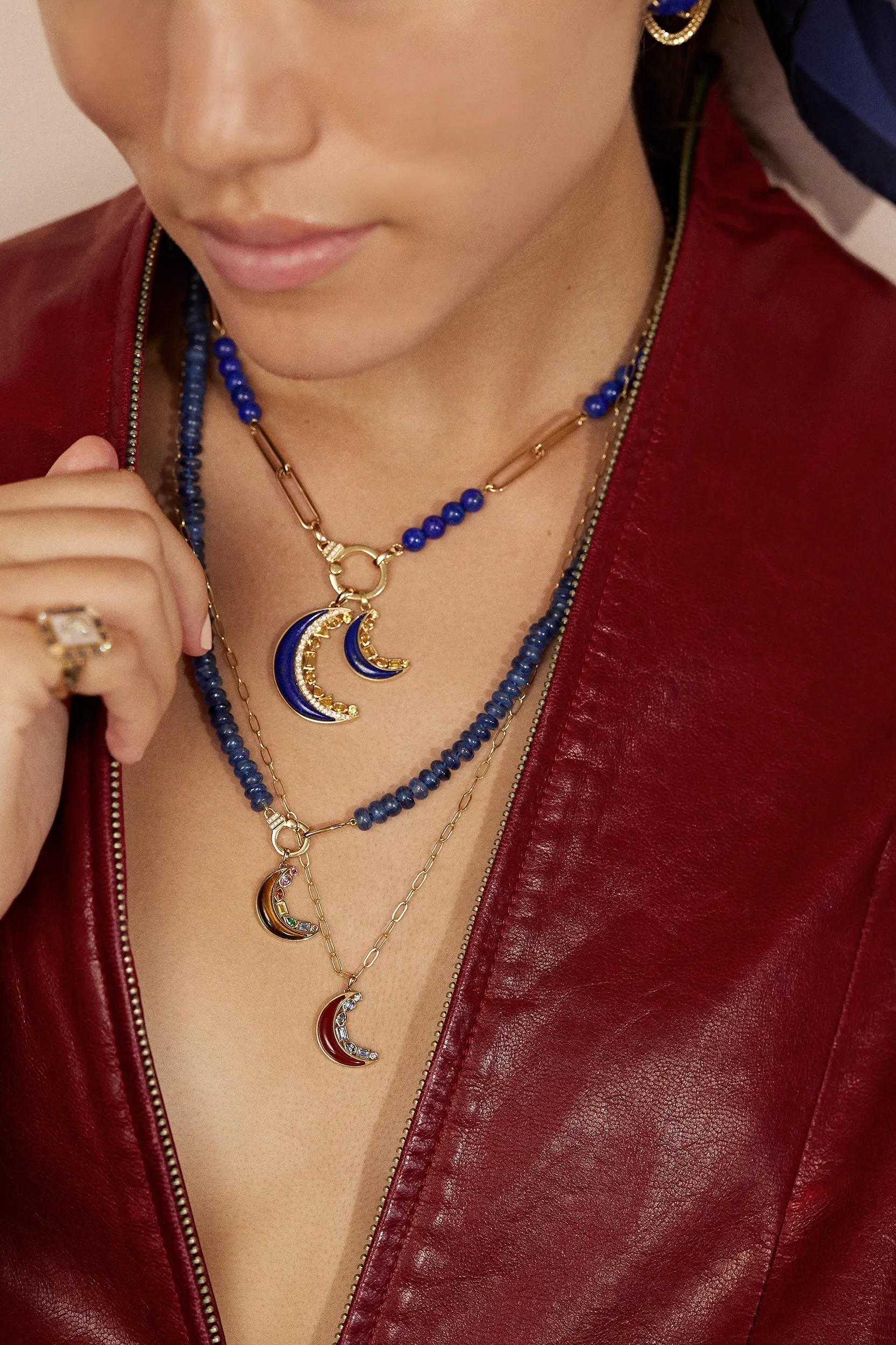 Mini Crescent Moon Inlay Pendant
