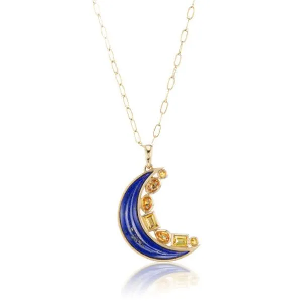 Mini Crescent Moon Inlay Pendant