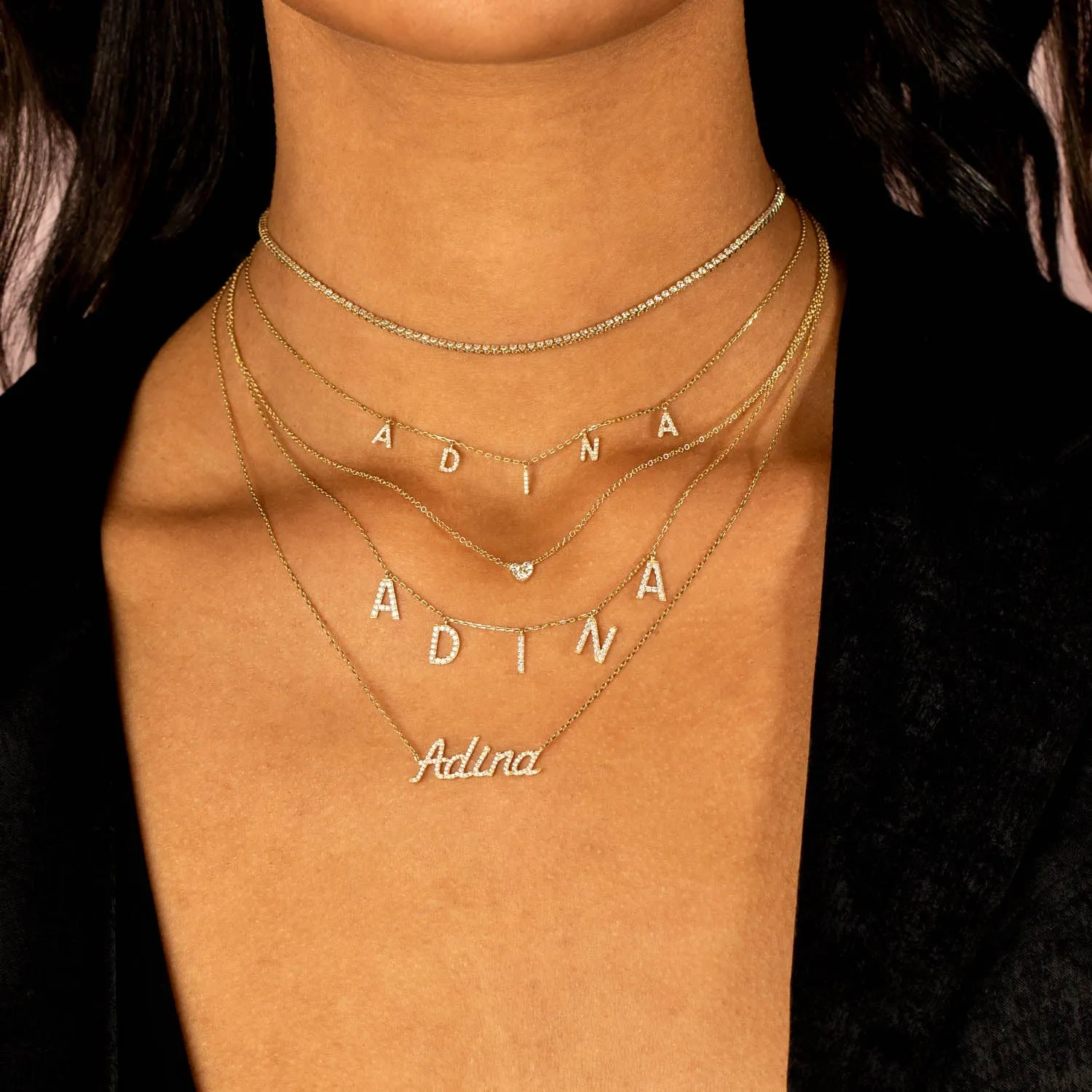 Mini Diamond Heart Necklace 14K