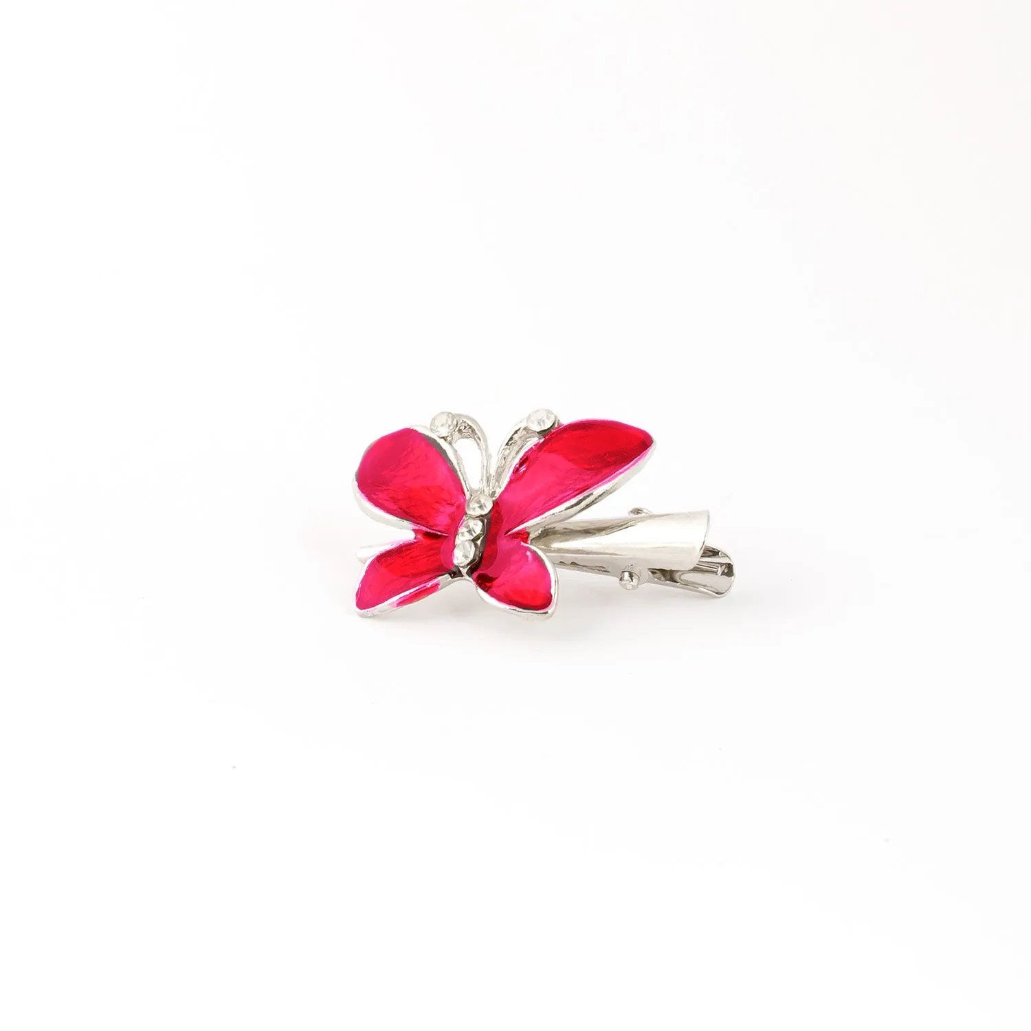 Mini Metal Silver Beak Clip with Butterfly Design - 1 piece