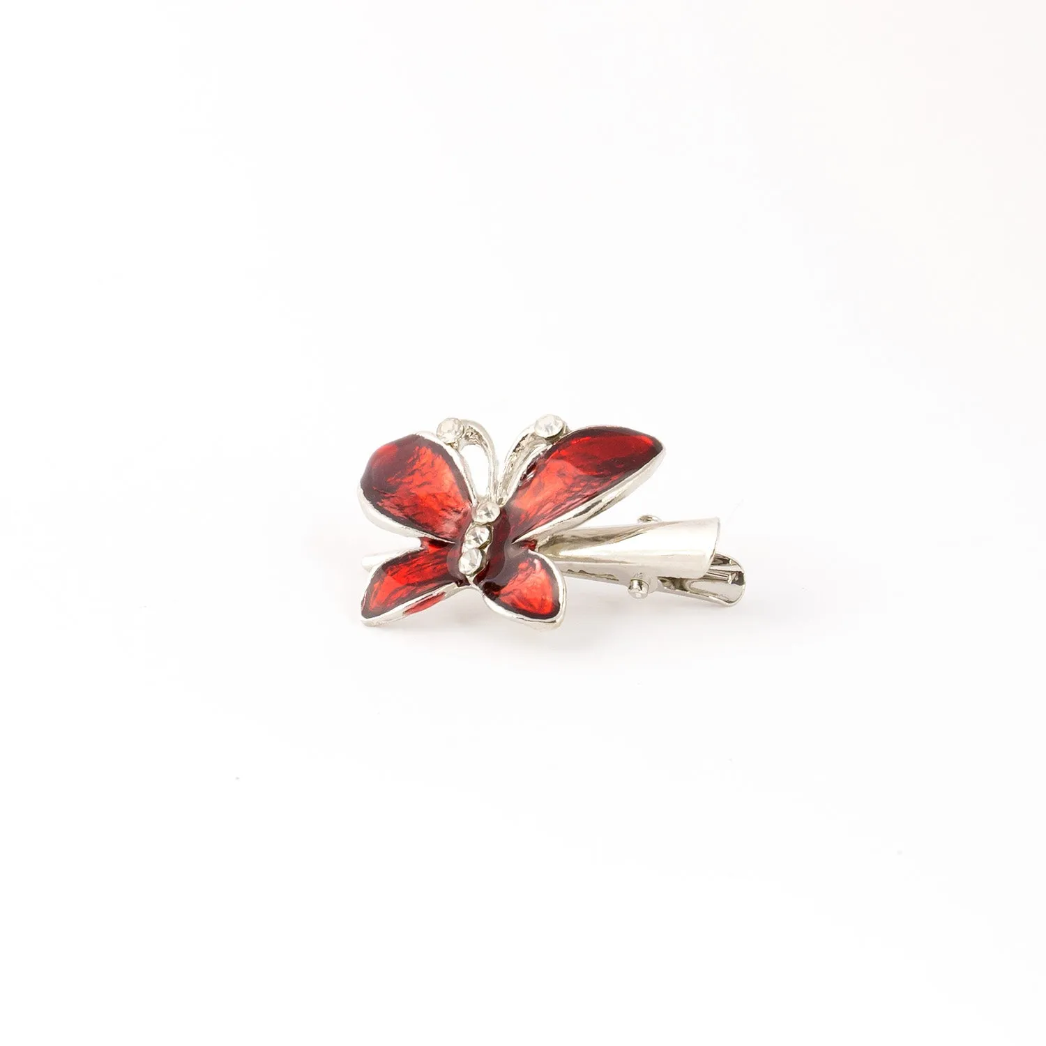 Mini Metal Silver Beak Clip with Butterfly Design - 1 piece