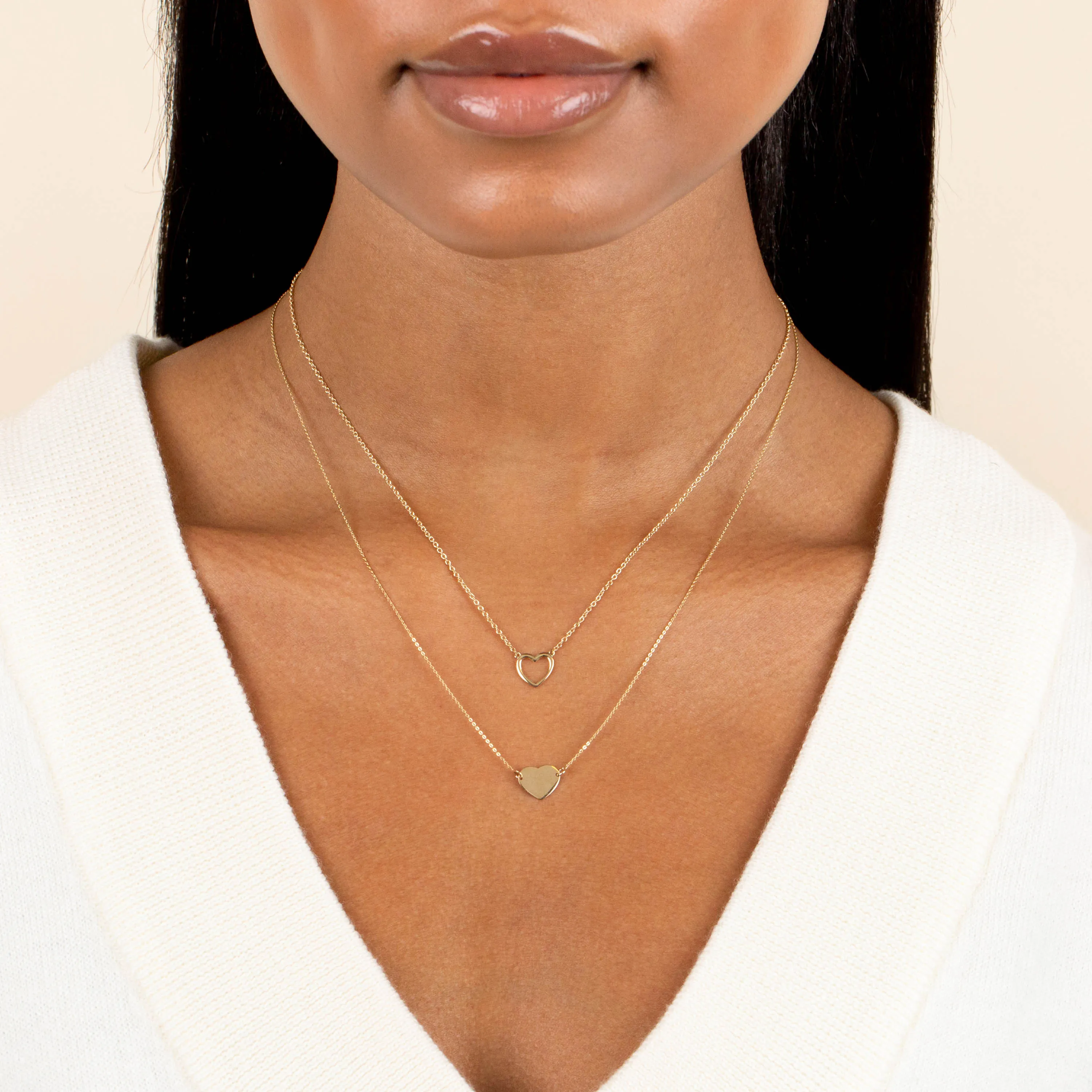 Mini Open Heart Necklace 14K