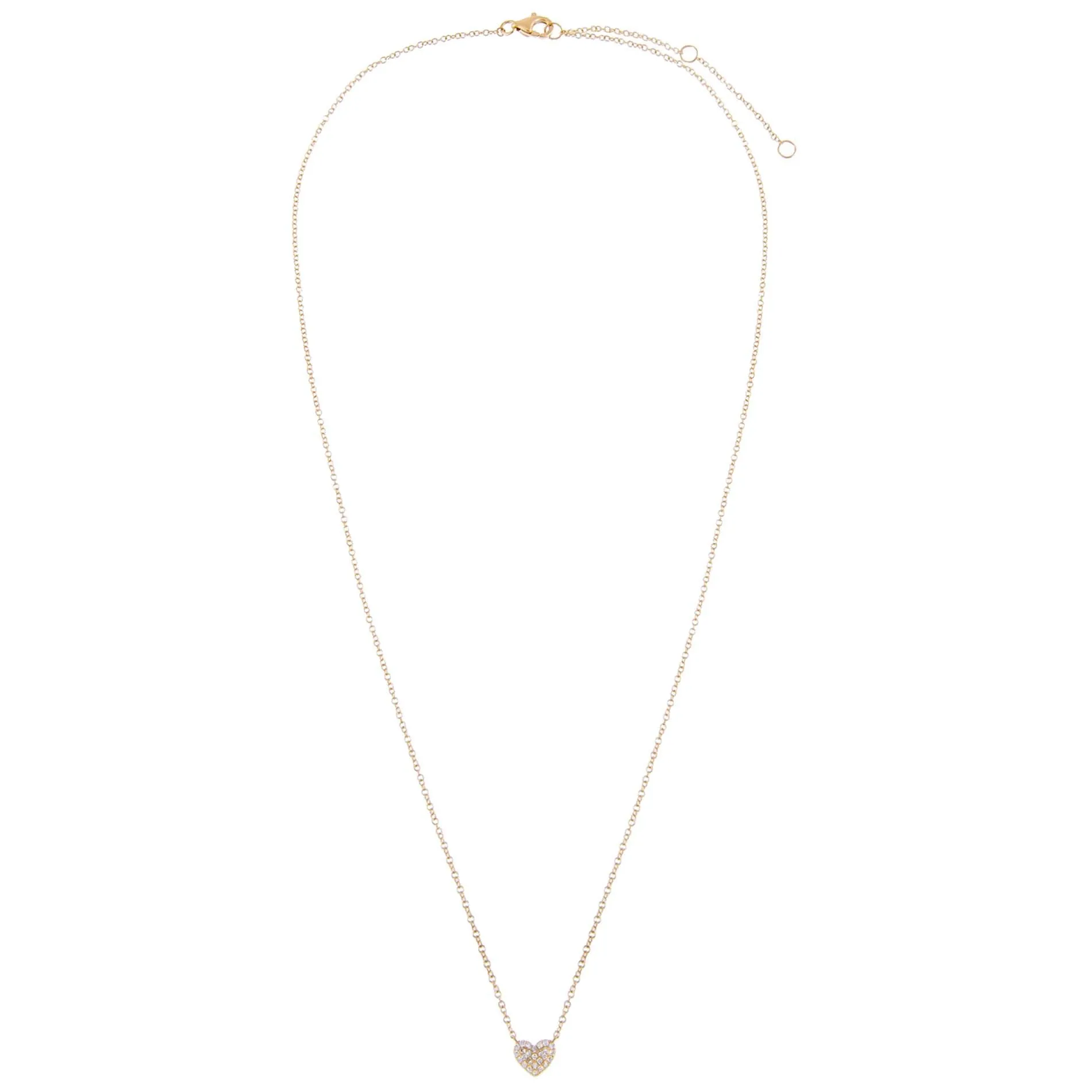 Mini Pavé Diamond Heart Necklace 14K