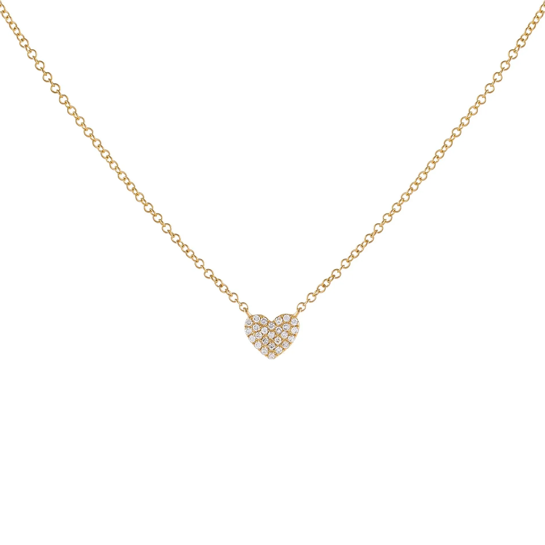 Mini Pavé Diamond Heart Necklace 14K