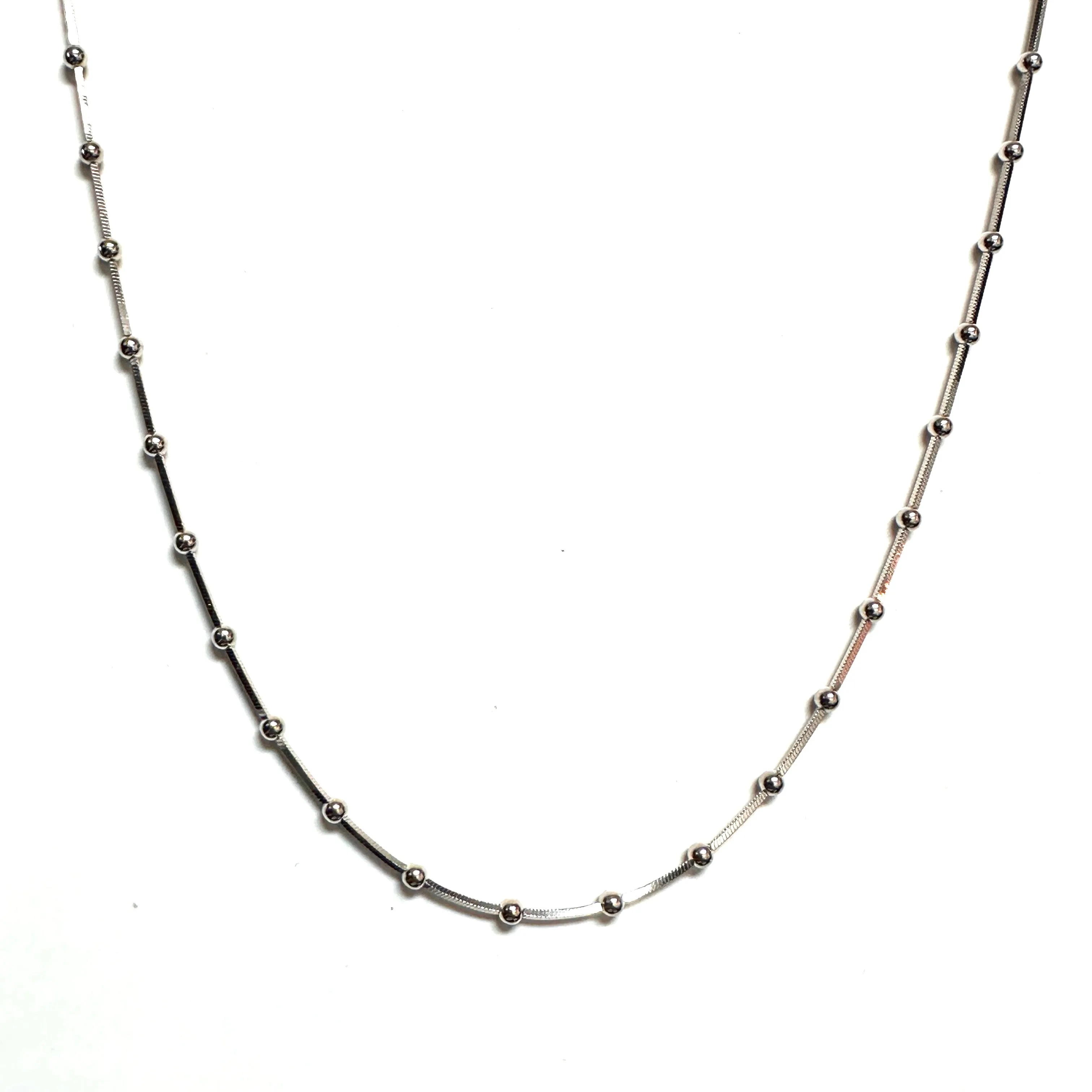 Miss Mimi Sterling Silver Rhodium Plated Italian Beaded Necklace