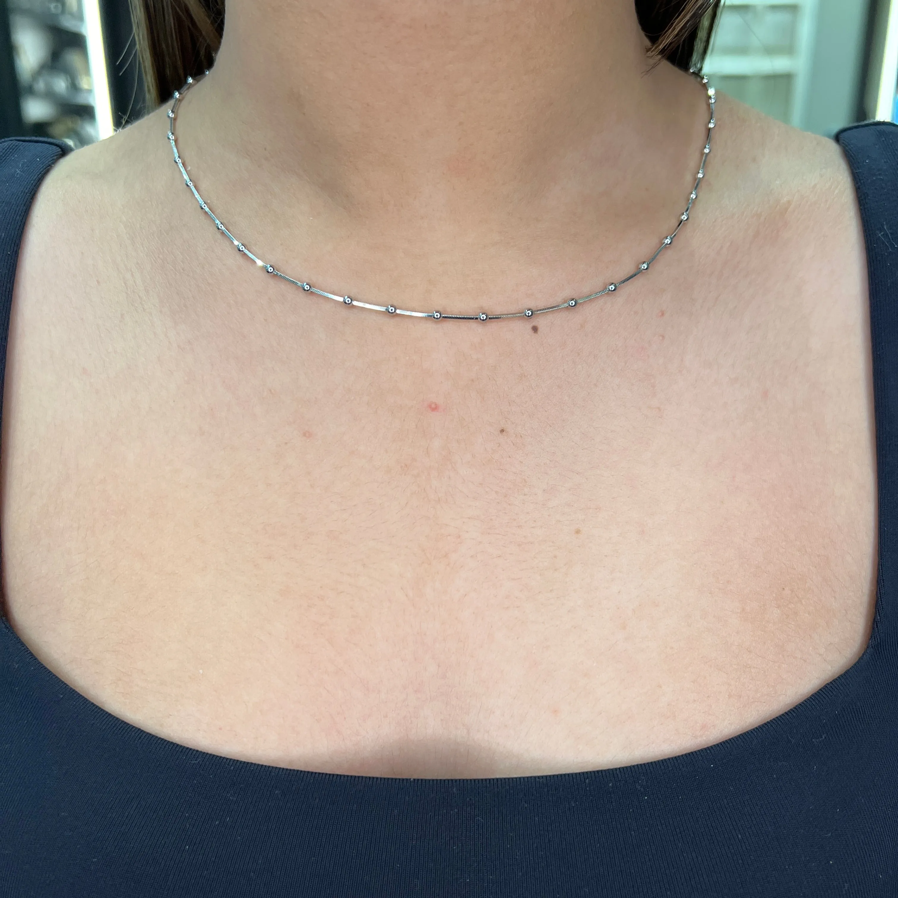 Miss Mimi Sterling Silver Rhodium Plated Italian Beaded Necklace