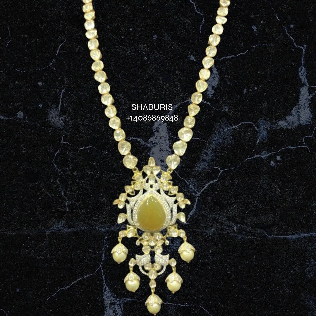 Moissanite jewelry pure silver polki pendant 22kt gold jewelry plated indian jewelry silver jewelry 925 silver pure silver jewelry -SHABURIS