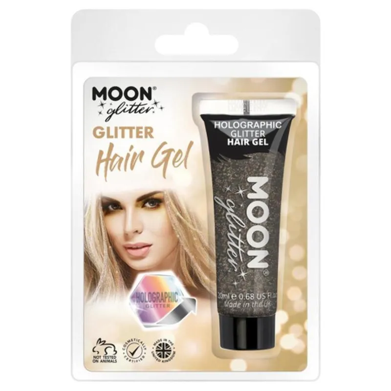 Moon Glitter Holographic Glitter Hair Gel, Black