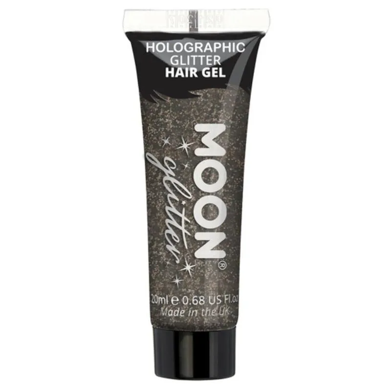 Moon Glitter Holographic Glitter Hair Gel, Black