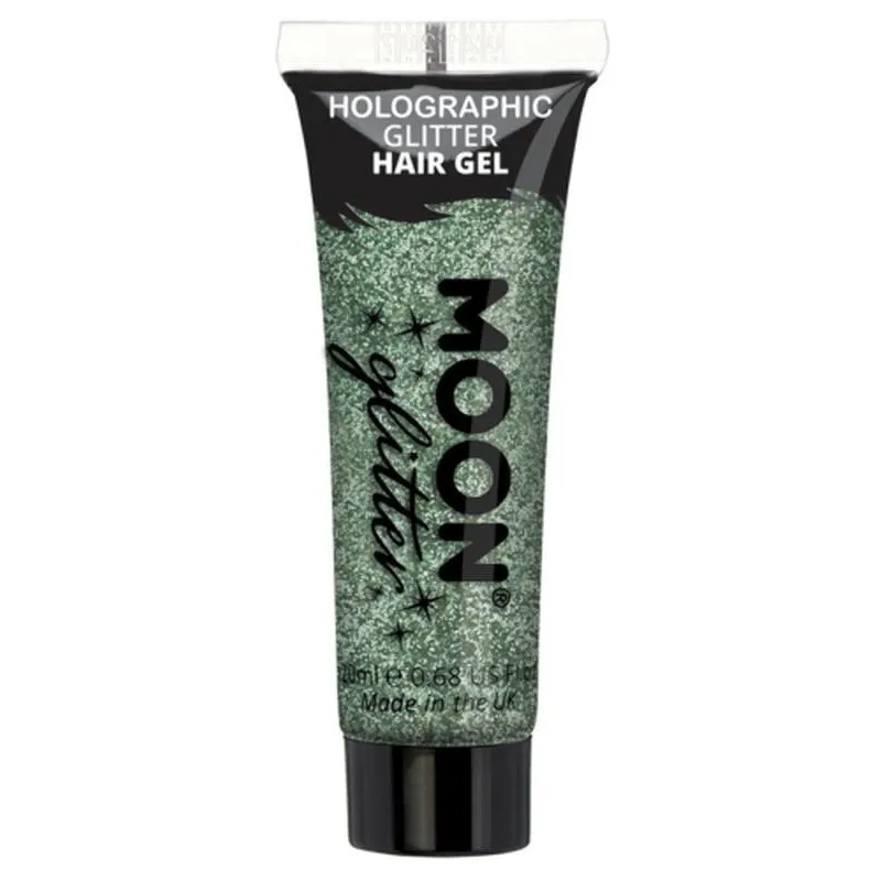 Moon Glitter Holographic Glitter Hair Gel, Green
