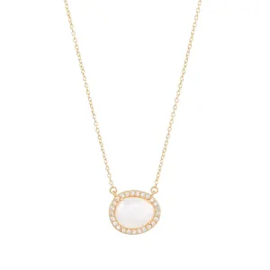 Moonstone Halo Necklace 14k gold vermeil