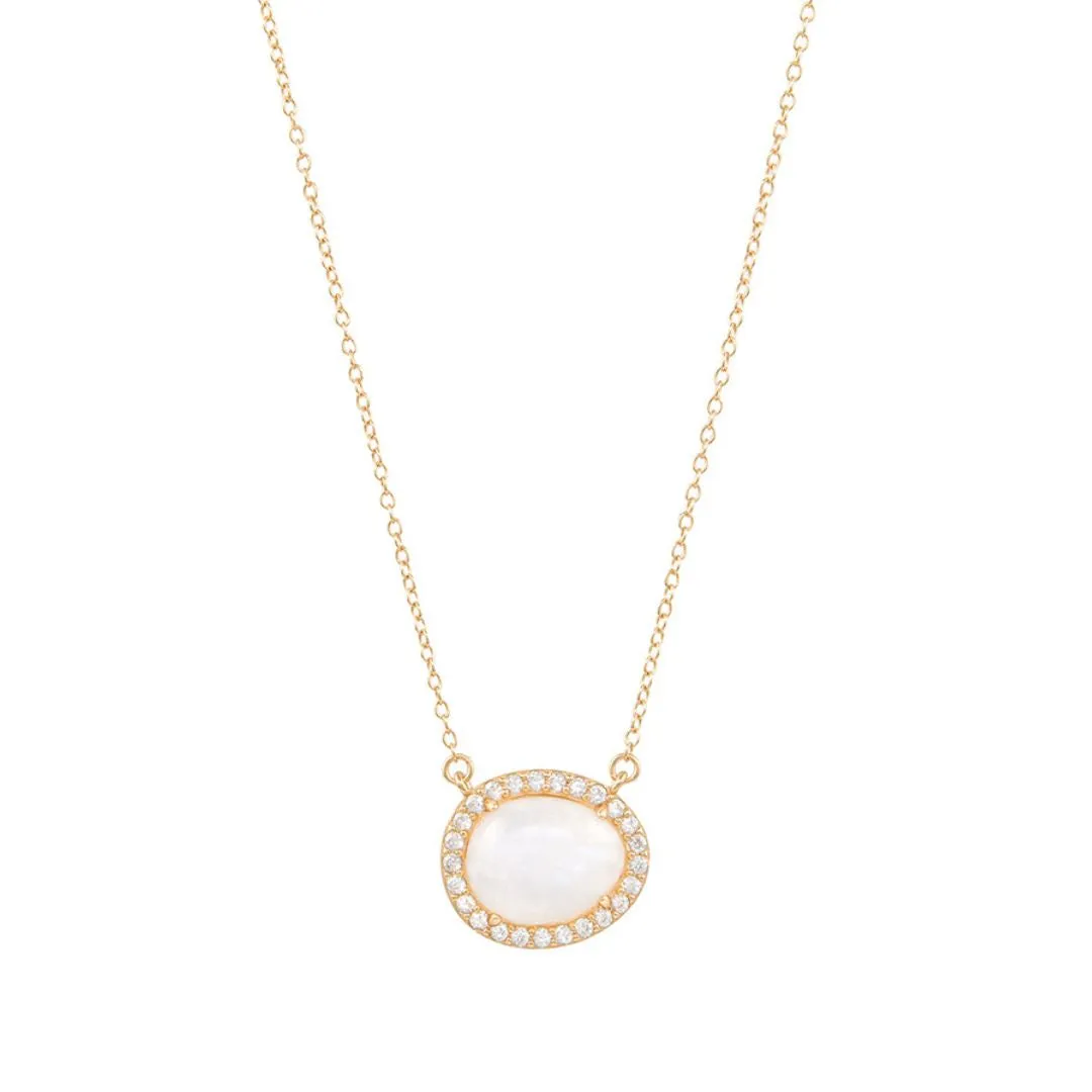 Moonstone Halo Necklace 14k gold vermeil