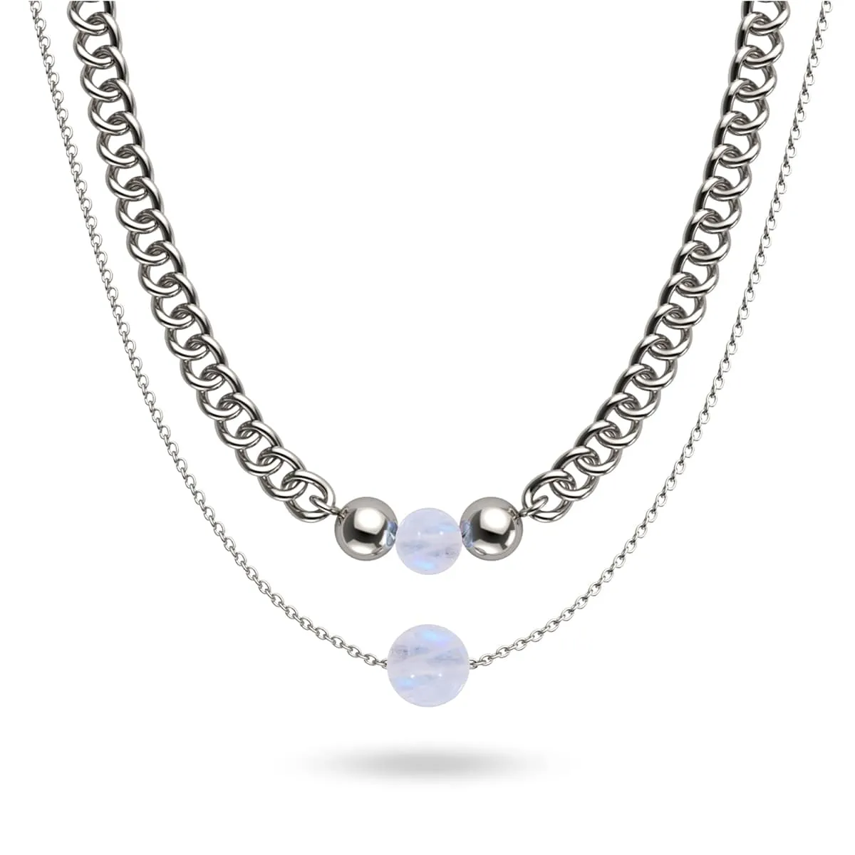 Moonstone x Silver | Gemstone Chain Necklace