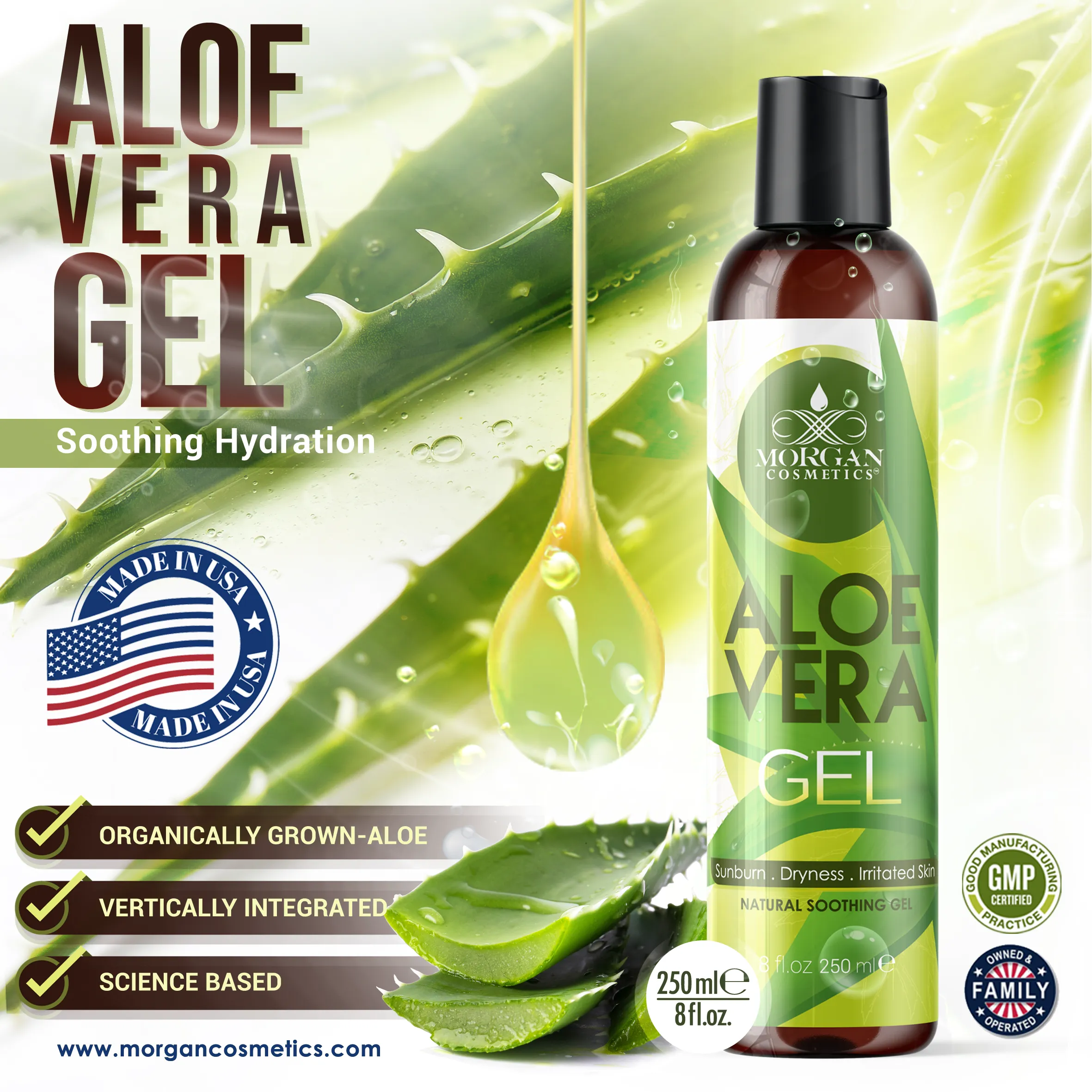 Morgan Cosmetics Pure Aloe Vera Gel 8 oz by Morgan Cosmetics
