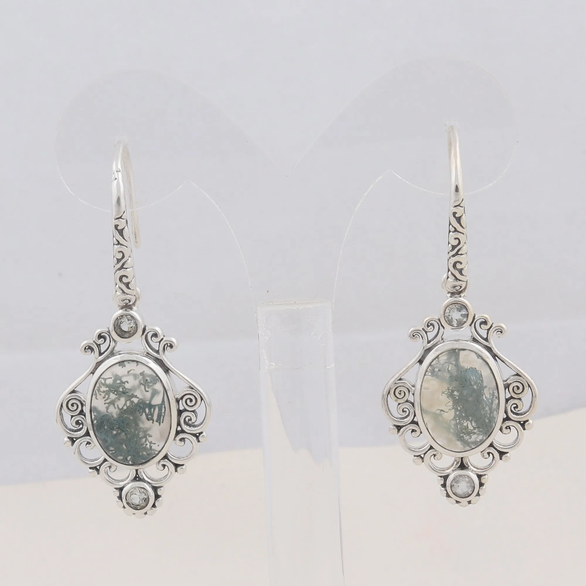 Moss Agate Gemstone 925 Sterling Silver Jewelry set