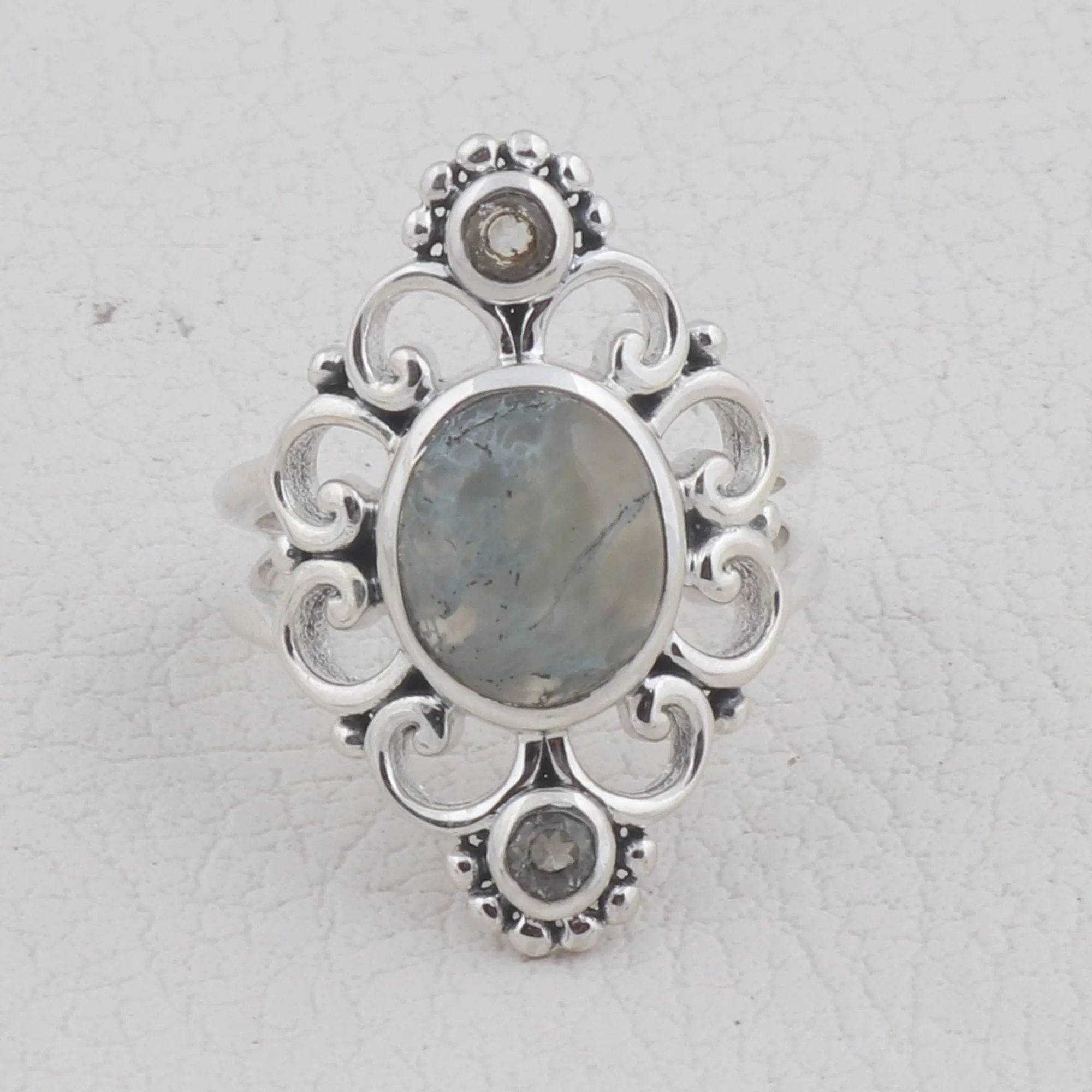 Moss Agate Gemstone 925 Sterling Silver Jewelry set
